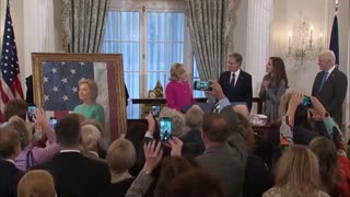 Hillary Clinton's portrait is unveiled by Blinken at the State Department..