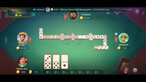 Three round domino game