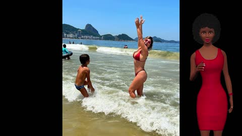 Bárbara Borges se refresca em praia do Rio Garota de Copacabana