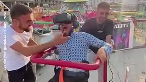 Hilarious clip of man trying VR