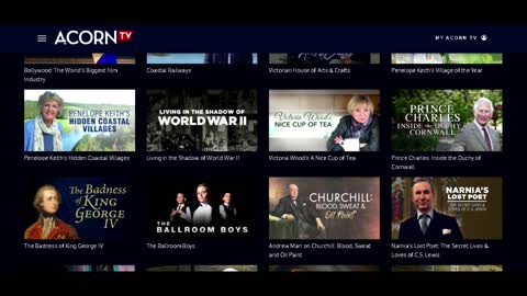 Acorn TV -preview of Content & UI