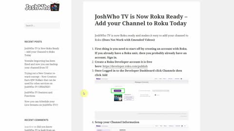 Add your JoshWho TV Channel to the Roku TV App Free