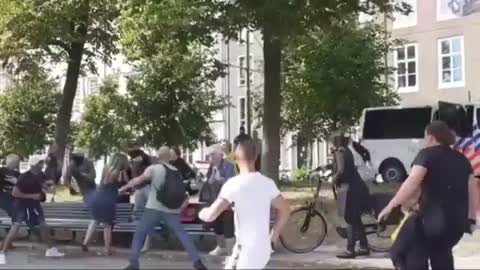 Netherlands: Masked vigilantes with clubs jump out of van during Farmers Protest (July 5, 2022)