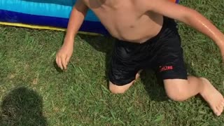 Collab copyright protection - front flip little boy water slide