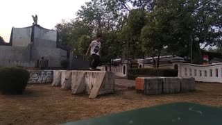 Slow motion parkour front flip fail