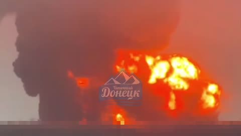 Oil Depot is Burning in Occupied Donetsk