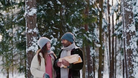 Cute Couple Under Snow