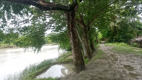 Beautiful place in bangladesh,village river and roadside