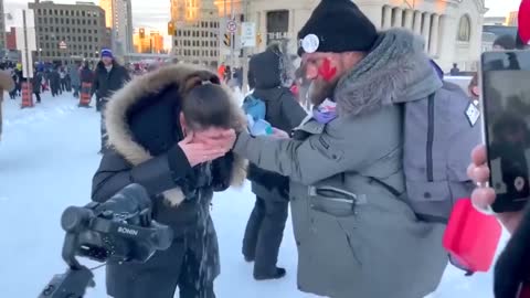 Canada 🇨🇦 The peaceful protestors in Ottawa are getting beaten down, trampled and spraye 2/19/22