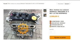 AEPSPIECES.COM - Bloc moteur nu culasse RENAULT MEGANE IV 4 RS 1.8 TCE M5PM402