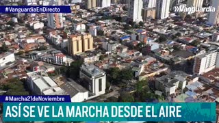 Así se ve desde el aire la marcha del 21N en Bucaramanga