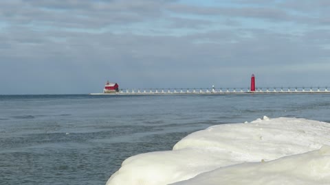 Lake Michigan Waves on a Sunny Winter Day