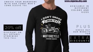 Men's Shirt Funny Long Sleeve Graphic Tee Gifts For Him Trendy Tee Men's Motorcycle Funny T-Shirt