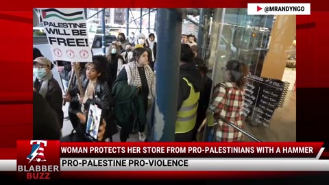 Woman Protects Her Store From Pro-Palestinians With A Hammer