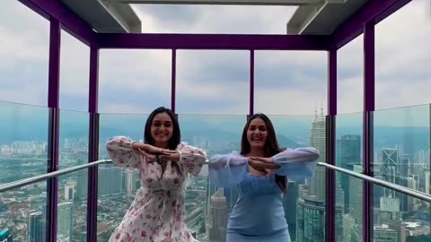 We danced in the worlds tallest tower in malaysia Shorts Sharma Sisters glassbox