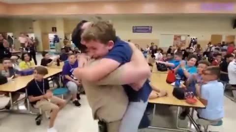 Military surprises his son. EXCITING