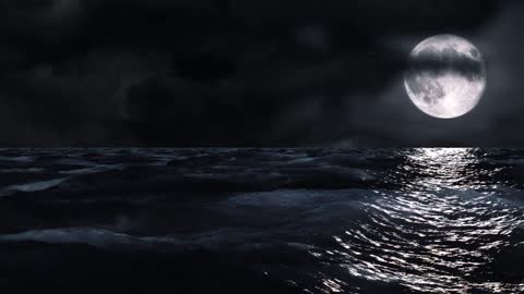HD Moon Over Sea at Night Video/Background