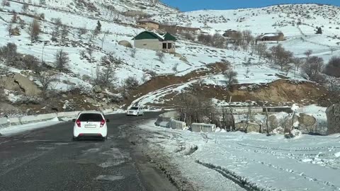 Snow in Samarkand Uzbekistan | December 2023 | Kitob Pereval Mountain Snow falls
