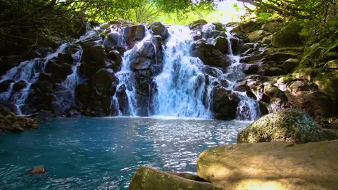 Hidden Waterfall with Water Sounds and Relaxing Music