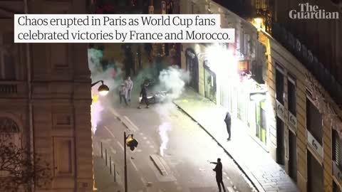 Chaos erupts in Paris as French and Moroccan fans hold World Cup celebrations