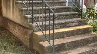 Pressure Washing a Dirty Staircase