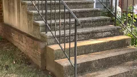 Pressure Washing a Dirty Staircase