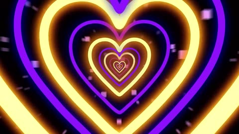 639. 💜💛 Purple and Yellow Neon Lights Love Heart Tunnel Background