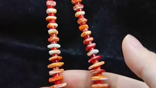 Natural turquoise and orange spiny oyster simple necklace full strand 16inch 20240402-04-08