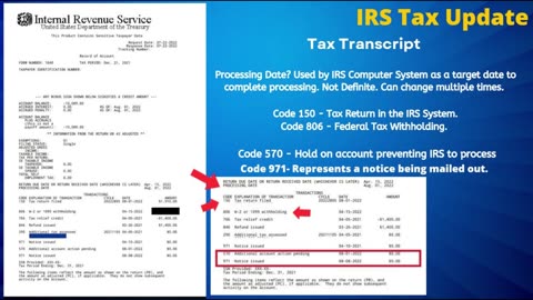 IRS TAX UPDATE - HOW TO ACCESS TAX TRANSCRIPTS, TOP TRANSCRIPT CODES, INSTRUCTIONS