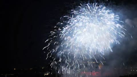 Fireworks over a city