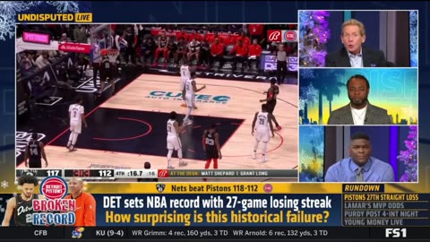 UNDISPUTED Skip Bayless react Pistons set NBA single-season record with 27th straight loss