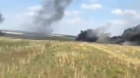 Ukraine War - Retreating column of Ukrainian armored vehicles