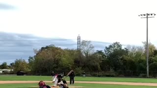 Base runner caught stealing second