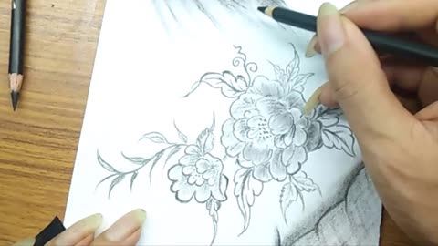 vẽ hoa thược dược trên giấy