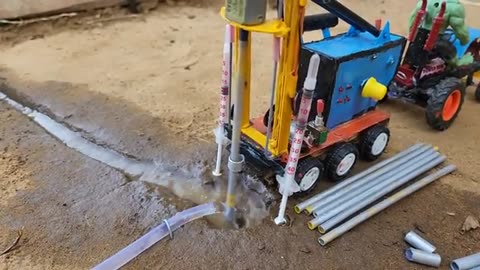Diy tractor mini borewell drilling machine | science project |submersible pump
