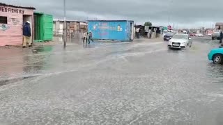 Road flooded on the corner of Jeff Masemola road and Bishop Tutu Avenue