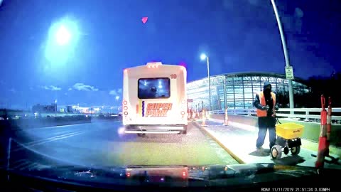 Dashcam Captures Meteor Streaking Across Sky