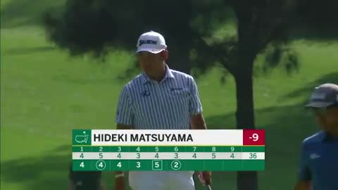 A long birdie putt on No. 6 moves Matsuyama to within four. #themasters