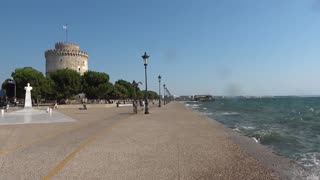 Thessaloniki main street and tower