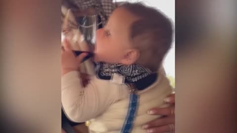 When your baby can test your wine through the glass, so cute