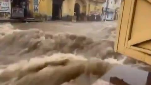 Major floods due to torrential rainfall in Kuchaman of Nagaur in the Rajasthan, India