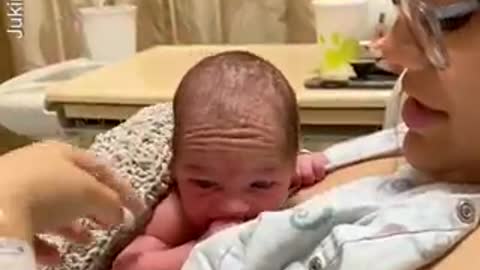 Baby Is Just Born With Strong Neck