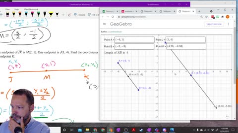 Geometry Section 1-3 - Finding an Endpoint using the Midpoint Formula