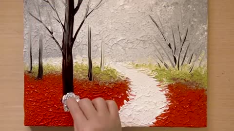 How to draw a couple walking in the rain/red acrylic painting