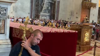 Gold Cross from St. Peter's Basilica - Security Guard takes cross away after arrest