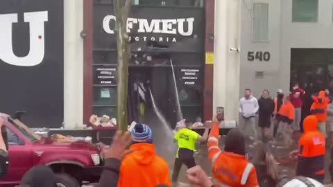 Australian construction workers staged a demonstration today.