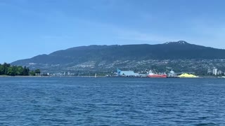 Crossing the Burrard inlet on the seabus in Vancouver Canada