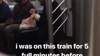 Guy dressed as abraham lincoln on subway