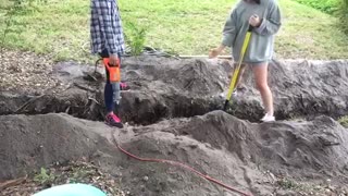 Digging Trench to Dock for Electric Boat Lift