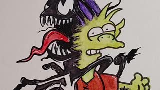 Elfo from Disenchantment as Ghost Rider. Cartoon Mash-up! Arteza watercolor markers